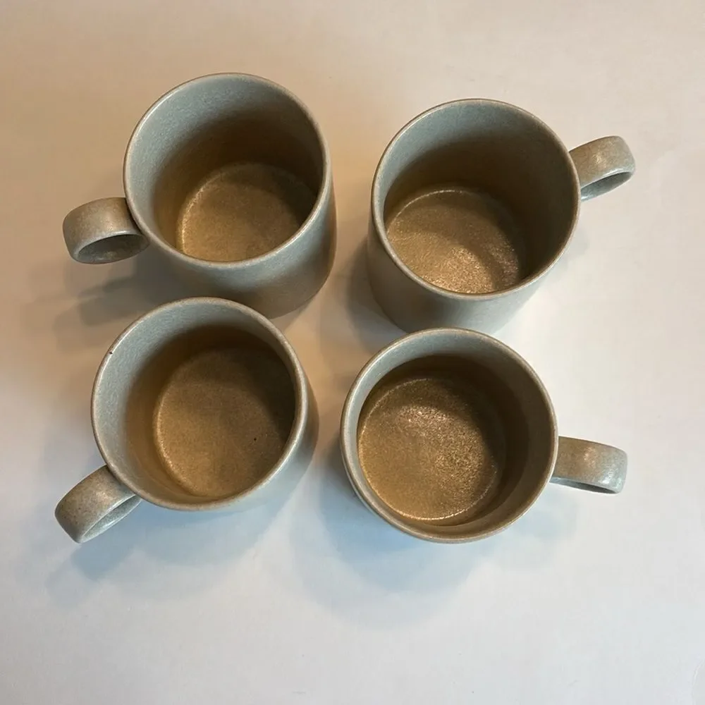 Crate & Barrel Set of 4 Stoneware Coffee Mugs Cups Sand Tan